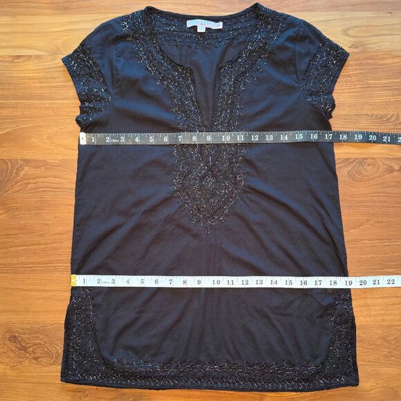 Calypso‎ St. Barth Black Tunic with Black and Silver Embroidery XS - Picture 2 of 9